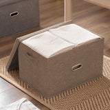 SOGA 2X Coffee Small Foldable Canvas Storage Box Cube Clothes Basket Organiser Home Decorative Box SBOX009X2