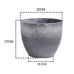 SOGA 27cm Weathered Grey Round Resin Plant Flower Pot in Cement Pattern Planter Cachepot for Indoor FPOTA3210