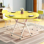 SOGA Yellow Dining Table Portable Round Surface Space Saving Folding Desk Home Decor TABLERD725