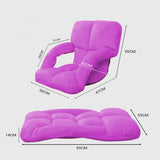 SOGA 2X Foldable Lounge Cushion Adjustable Floor Lazy Recliner Chair with Armrest Purple LOUNGEKIDPURPLEX2