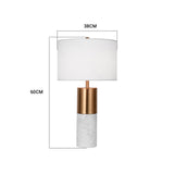 SOGA 2X 60cm White Marble Bedside Modern Desk Table Lamp Living Room Shade with Cylinder Base TABLELAMPH60X2