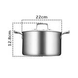 SOGA 22cm Stainless Steel Soup Pot Stock Cooking Stockpot Heavy Duty Thick Bottom with Glass Lid CASSEROLETRISPE22