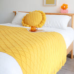 SOGA Yellow Diamond Pattern Knitted Throw Blanket Warm Cozy Woven Cover Couch Bed Sofa Home Decor BLANKET901