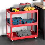 SOGA 2X 3 Tier Tool Storage Cart Portable Service Utility Heavy Duty Mobile Trolley Red TOOLCART604X2