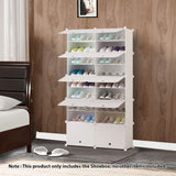 SOGA 9 Tier 2 Column White Shoe Rack Organizer Sneaker Footwear Storage Stackable Stand Cabinet SHOEBOX96