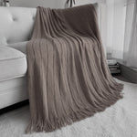 SOGA Coffee Textured Knitted Throw Blanket Warm Cozy Woven Cover Couch Bed Sofa Home Decor with BLANKET926