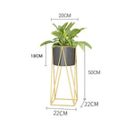 SOGA 2X 50cm Gold Metal Plant Stand with Black Flower Pot Holder Corner Shelving Rack Indoor Display FPOTH52BLKX2