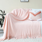 SOGA 2X Pink Acrylic Knitted Throw Blanket Solid Fringed Warm Cozy Woven Cover Couch Bed Sofa Home BLANKET915X2