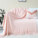 SOGA 2X Pink Acrylic Knitted Throw Blanket Solid Fringed Warm Cozy Woven Cover Couch Bed Sofa Home BLANKET915X2