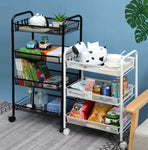 SOGA 3 Tier Steel Black Bee Mesh Kitchen Cart Multi-Functional Shelves Portable Storage Organizer KITCHENXY036