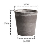 SOGA 2X 37cm Rock Grey Round Resin Tapered Plant Flower Pot in Cement Pattern Planter Cachepot for FPOTE3789X2