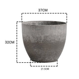 SOGA 32cm Rock Grey Round Resin Plant Flower Pot in Cement Pattern Planter Cachepot for Indoor Home FPOTA3704