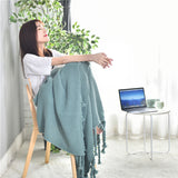 SOGA 2X Green Tassel Fringe Knitting Blanket Warm Cozy Woven Cover Couch Bed Sofa Home Decor BLANKET928X2