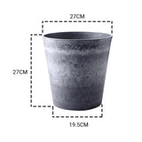 SOGA 27cm Weathered Grey Round Resin Plant Flower Pot in Cement Pattern Planter Cachepot for Indoor FPOTE2765