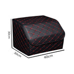 SOGA 4X Leather Car Boot Collapsible Foldable Trunk Cargo Organizer Portable Storage Box Black/Red STORAGEBLKREDMEDX4