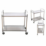 SOGA 2 Tier 95x50x95cm Stainless Steel Kitchen Dining Food Cart Trolley Utility Large FOODCART1004