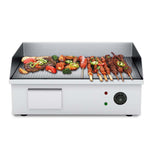 SOGA 2200W Stainless Steel Ribbed Griddle Commercial Grill BBQ Hot Plate 56*48*23cm GRIDDLE818-10G