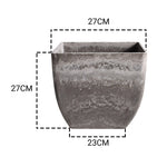 SOGA 27cm Rock Grey Square Resin Plant Flower Pot in Cement Pattern Planter Cachepot for Indoor Home FPOTF2711