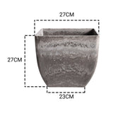 SOGA 27cm Rock Grey Square Resin Plant Flower Pot in Cement Pattern Planter Cachepot for Indoor Home FPOTF2711