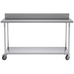 SOGA 150cm Commercial Catering Kitchen Stainless Steel Prep Work Bench Table with Backsplash and WORKBENCHSS8004150CM