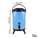 SOGA 4X 14L Stainless Steel Insulated Milk Tea Barrel Hot and Cold Beverage Dispenser Container with VICDISPENSER14LBLUX4