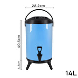 SOGA 4X 14L Stainless Steel Insulated Milk Tea Barrel Hot and Cold Beverage Dispenser Container with VICDISPENSER14LBLUX4