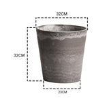 SOGA 2X 32cm Rock Grey Round Resin Plant Flower Pot in Cement Pattern Planter Cachepot for Indoor FPOTE3264X2