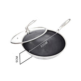 SOGA 32cm Stainless Steel Tri-Ply Frying Cooking Fry Pan Textured Non Stick Interior Skillet with FRYPANTRIFPYZ32