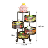 SOGA 2X 4 Tier Steel Round Rotating Kitchen Cart Multi-Functional Shelves Portable Storage Organizer KITCHENXY016X2