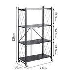 SOGA 4 Tier Steel Black Foldable Kitchen Cart Multi-Functional Shelves Portable Storage Organizer KITCHENXY002