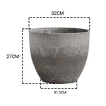 SOGA 27cm Rock Grey Round Resin Plant Flower Pot in Cement Pattern Planter Cachepot for Indoor Home FPOTA3207