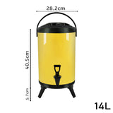 SOGA 8X 14L Stainless Steel Insulated Milk Tea Barrel Hot and Cold Beverage Dispenser Container with VICDISPENSER14LYELX8