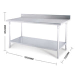 SOGA Commercial Catering Kitchen Stainless Steel Prep Work Bench Table with Back-splash 100*70*85cm WORKBENCHSS2002100CM