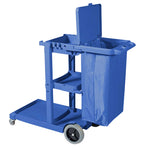 SOGA 2X 3 Tier Multifunction Janitor Cleaning Waste Cart Trolley and Waterproof Bag with Lid Blue FOODCART033GBLUEX2