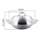 SOGA 3-Ply 42cm Stainless Steel Double Handle Wok Frying Fry Pan Skillet with Lid WOKTRIFPG42