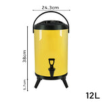 SOGA 2X 12L Stainless Steel Insulated Milk Tea Barrel Hot and Cold Beverage Dispenser Container with VICDISPENSER12LYELX2