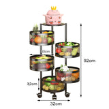 SOGA 5 Tier Steel Round Rotating Kitchen Cart Multi-Functional Shelves Portable Storage Organizer KITCHENXY017