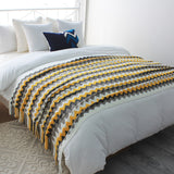 SOGA 2X 220cm Yellow Zigzag Striped Throw Blanket Acrylic Wave Knitted Fringed Woven Cover Couch Bed BLANKET918X2