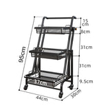 SOGA 3 Tier Steel Black Adjustable Kitchen Cart Multi-Functional Shelves Portable Storage Organizer KITCHENXY032