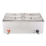 SOGA 2X Stainless Steel 4 X 1/2 GN Pan Electric Bain-Marie Food Warmer with Lid FOODWARMER742X2