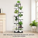 SOGA 8 Tier 9 Pots Black Metal Plant Stand Flowerpot Display Shelf Rack Indoor Home Office Decor FPOTH06
