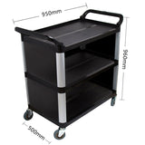 SOGA 3 Tier Covered Food Trolley Food Waste Cart Storage Mechanic Kitchen Black FOODCART1515