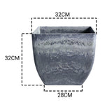 SOGA 2X 32cm Weathered Grey Square Resin Plant Flower Pot in Cement Pattern Planter Cachepot for FPOTF3233X2