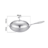 SOGA 18/10 Stainless Steel Fry Pan 32cm Frying Pan Top Grade Cooking Skillet with Lid TRIFPI32