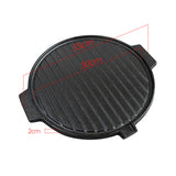 SOGA 30CM Round Cast Iron Korean BBQ Grill Plate with Handles and Drip Lip ZPAI045