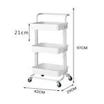 SOGA 3 Tier Steel White Movable Kitchen Cart Multi-Functional Shelves Portable Storage Organizer KITCHENXY005