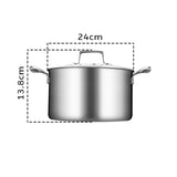 SOGA 24cm Stainless Steel Soup Pot Stock Cooking Stockpot Heavy Duty Thick Bottom with Glass Lid CASSEROLETRISPE24