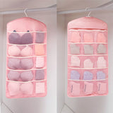 SOGA 2X Pink Double Sided Hanging Storage Bag Underwear Bra Socks Mesh Pocket Hanger Home Organiser SBOX26PNKX2