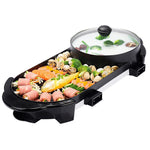 SOGA 2X 2 in 1 Electric Non-Stick BBQ Teppanyaki Grill Plate Steamboat Hotpot 2-8 Person STEAMBOATHOTPOTANDGRILLLONGX2