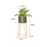 SOGA 2X 70cm Gold Metal Plant Stand with Black Flower Pot Holder Corner Shelving Rack Indoor Display FPOTH72BLKX2